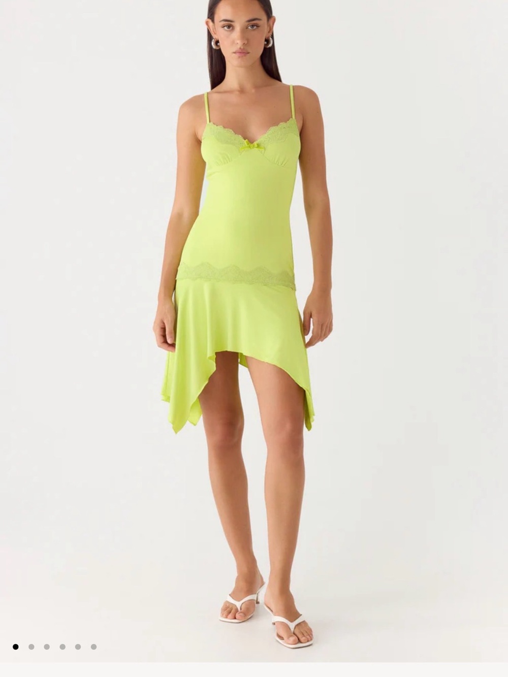 Peppermayo Neon Lime Lace-Trim Slip Dress